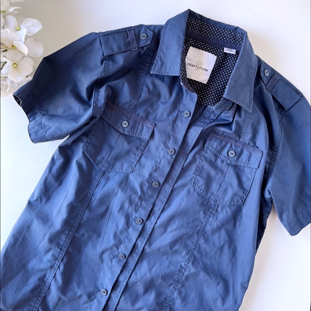 3/$20 Craft + Flow Blue Button Down Shirt